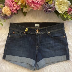 Hudson Jeans Croxley Mid-Thigh Denim Shorts (Dark Wash - Size 31) Pre-owned